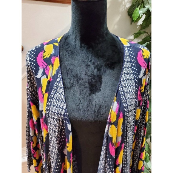 Multicolor Women's 100% Rayon Long Sleeve Casual Open Front Long Kimono Large - Picture 5 of 10